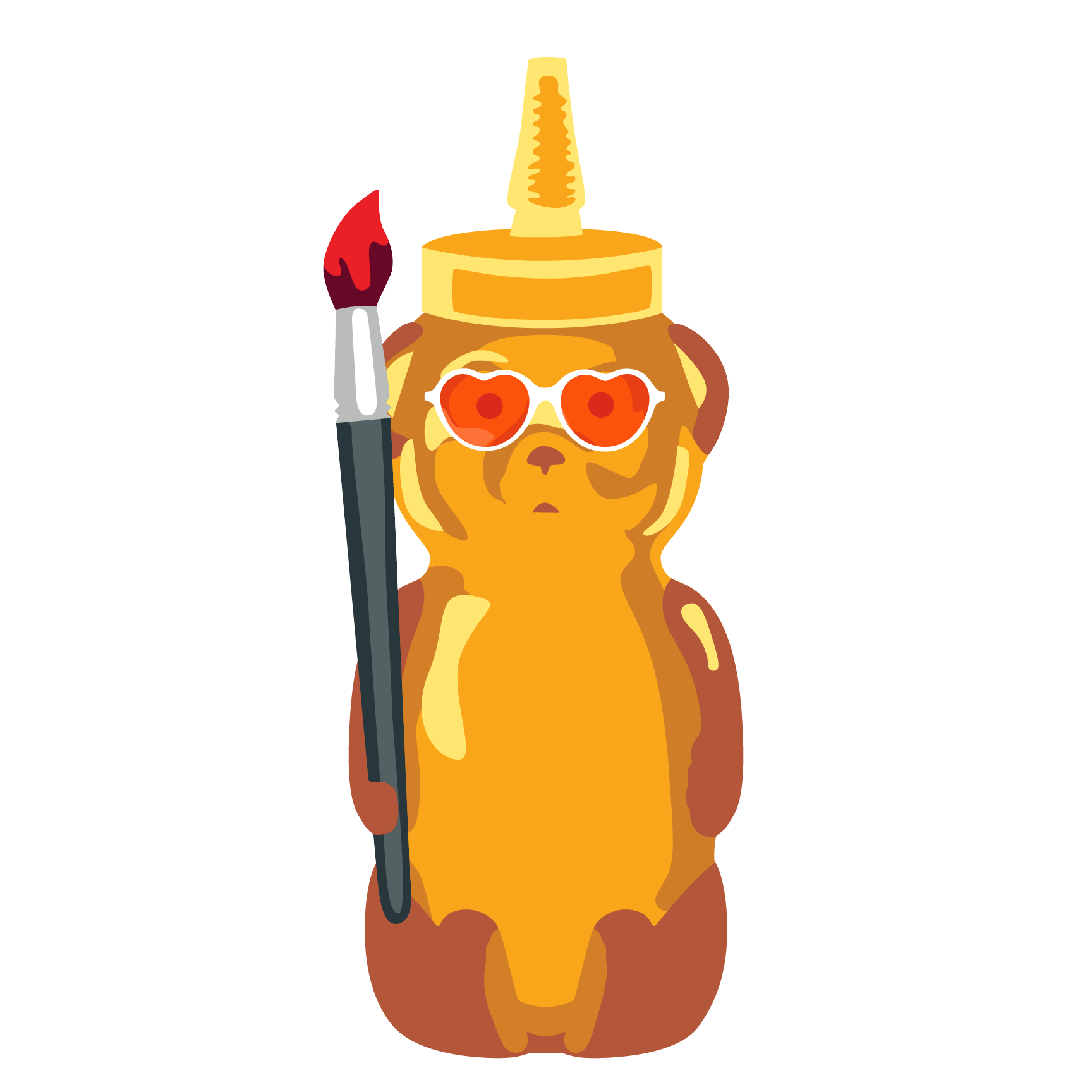 Heart Glasses Paintbrush Bear